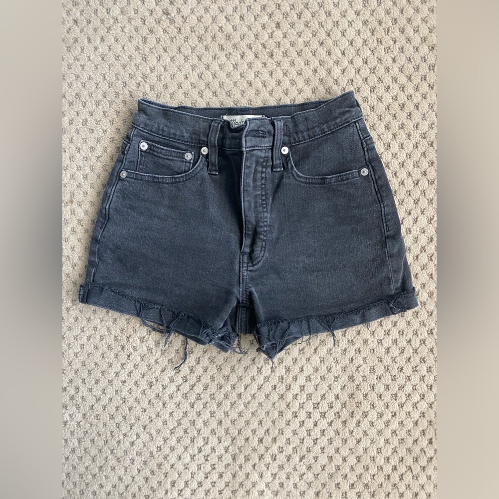 Madewell high rise denim shorts, size 23, vintage black wash